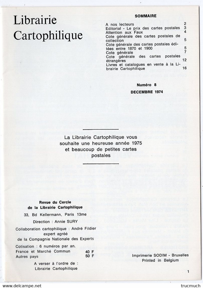 LIBRAIRIE CARTOPHILIQUE - Revue Bimestrielle N° 8   - Voir Sommaire - Francés