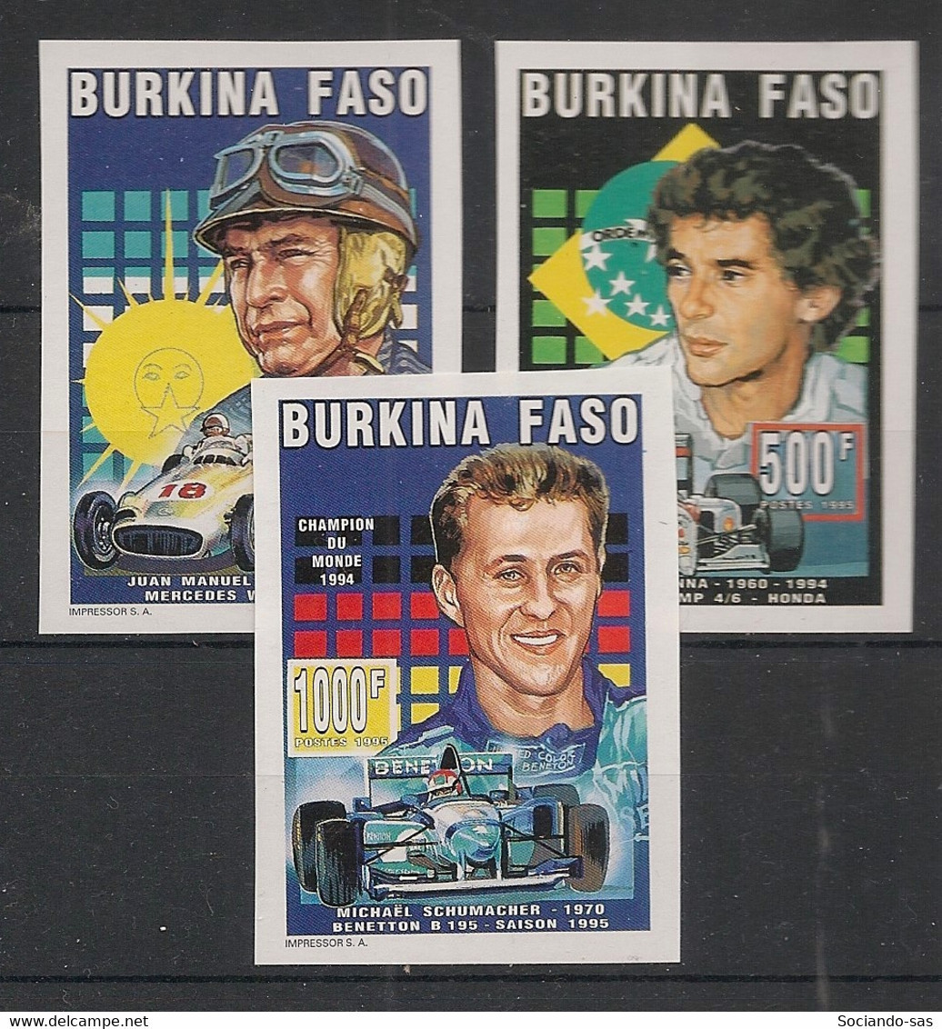 BURKINA FASO - 1995 - N°Yv. 936 - 938 - 939 - Formula 1 - Non Dentelé / Imperf. - Neuf Luxe ** / MNH / Postfrisch - Burkina Faso (1984-...)