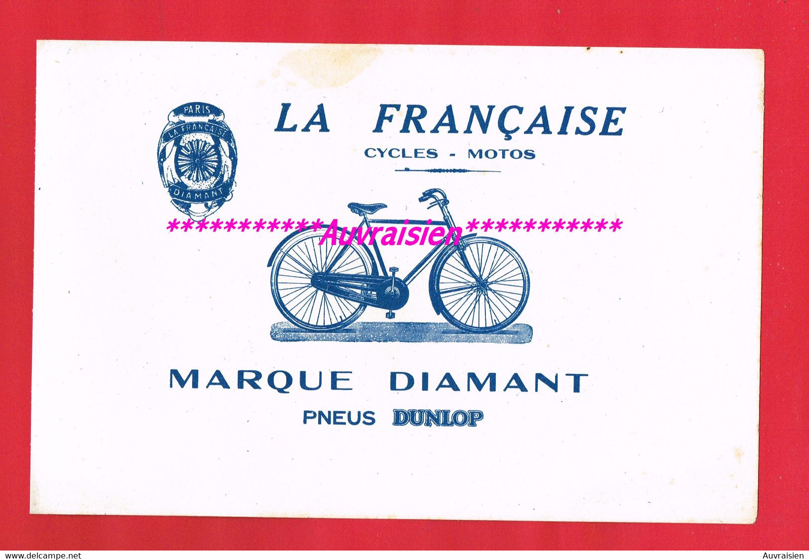 1 Buvard Format  16 cm X 24 cm... LA FRANCAISE Vélo Cycle(s) Moto(s) Marque DIAMANT Pneus DUNLOP - Sports