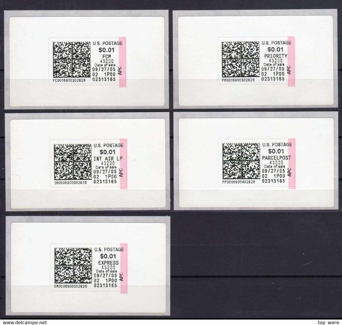 USA 2004 ATM Meter Stamps IBM APC Issue Scott# CVP 57, A-d MNH + Receipt / LSA Distributeurs Automatenmarken CVP - Machine Labels [ATM]