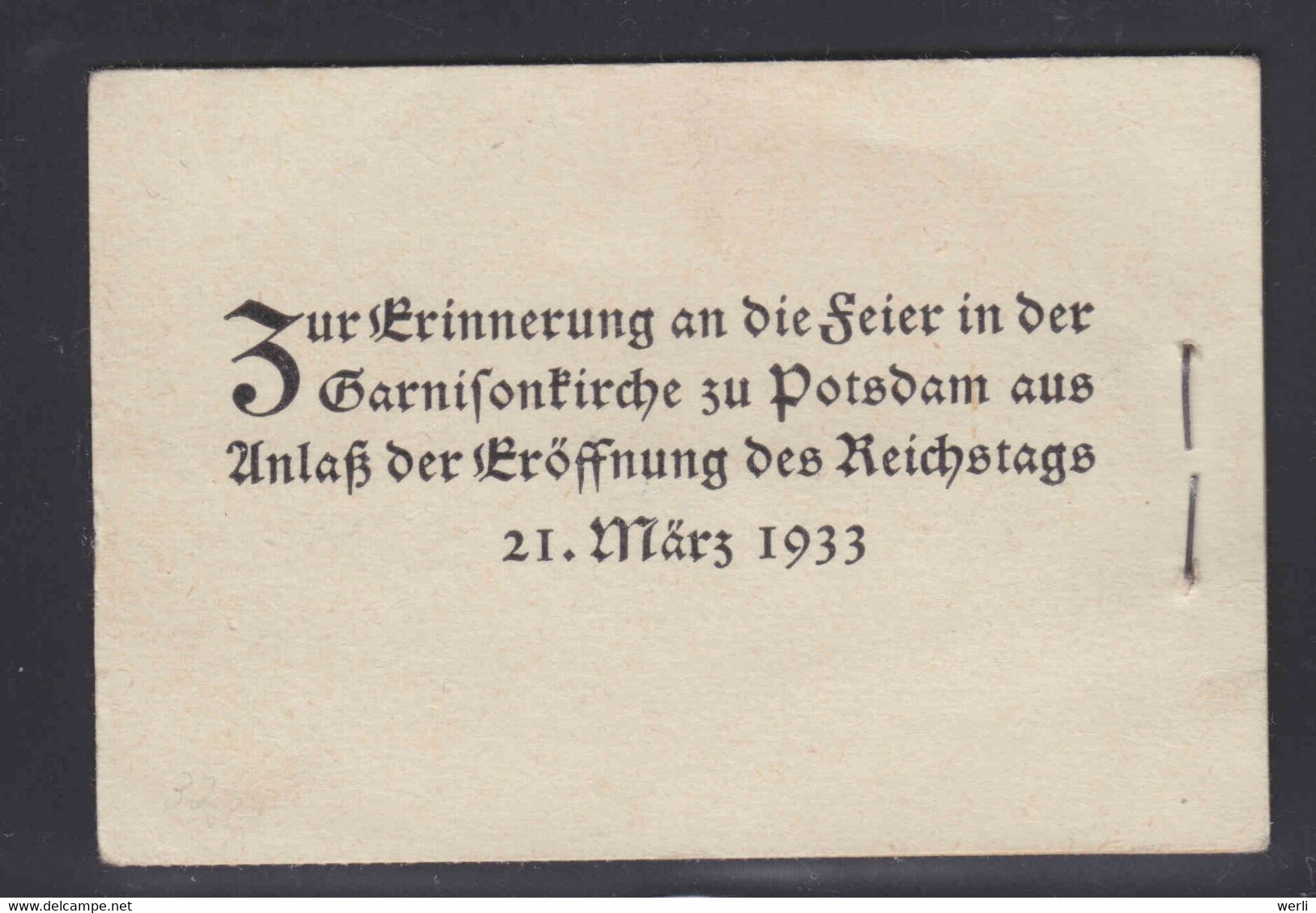 DR Markenheftchen MH 32.4 ** - Fridericus 1933 - Markenheftchen