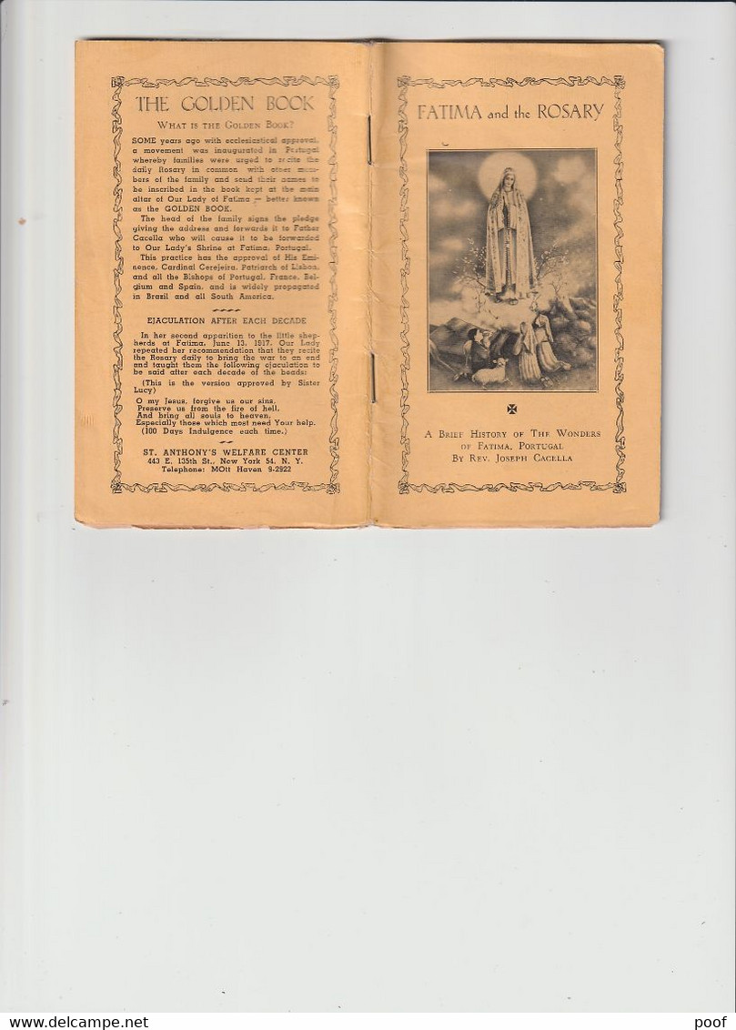 Fatima And The Rosary / A Brief History Of The Wonders Of Fatima , Portugal By Rev. Joseph Cacella --- 40 Pag. - Bibbia, Cristianesimo