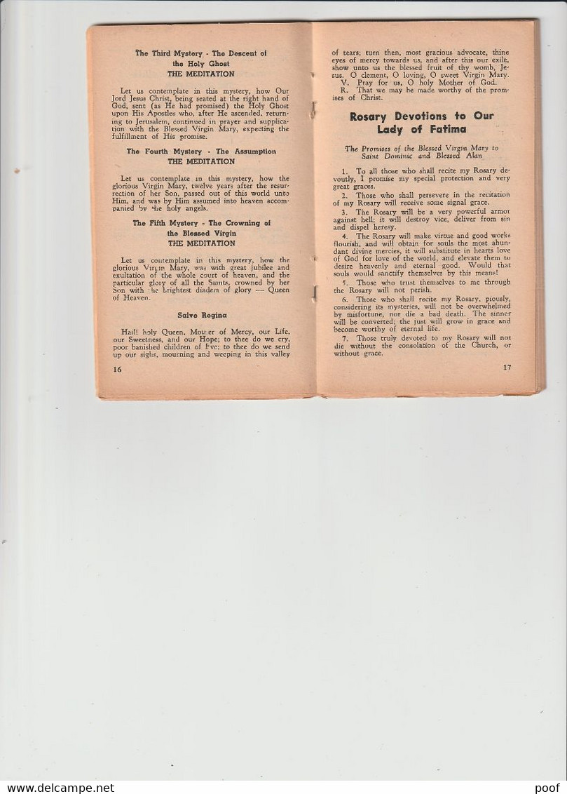 Fatima And The Rosary / A Brief History Of The Wonders Of Fatima , Portugal By Rev. Joseph Cacella --- 40 Pag. - Bibbia, Cristianesimo