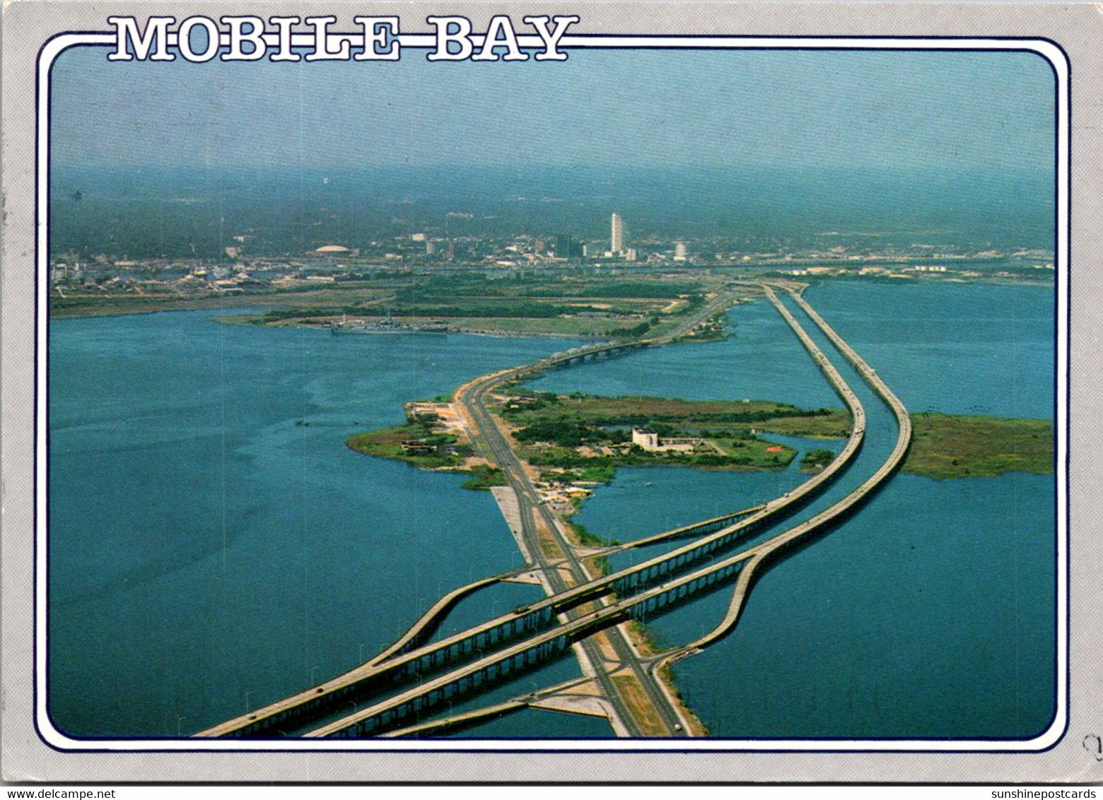 Alabama Mobile Bay Aerial Panoramic View 1996 - Mobile