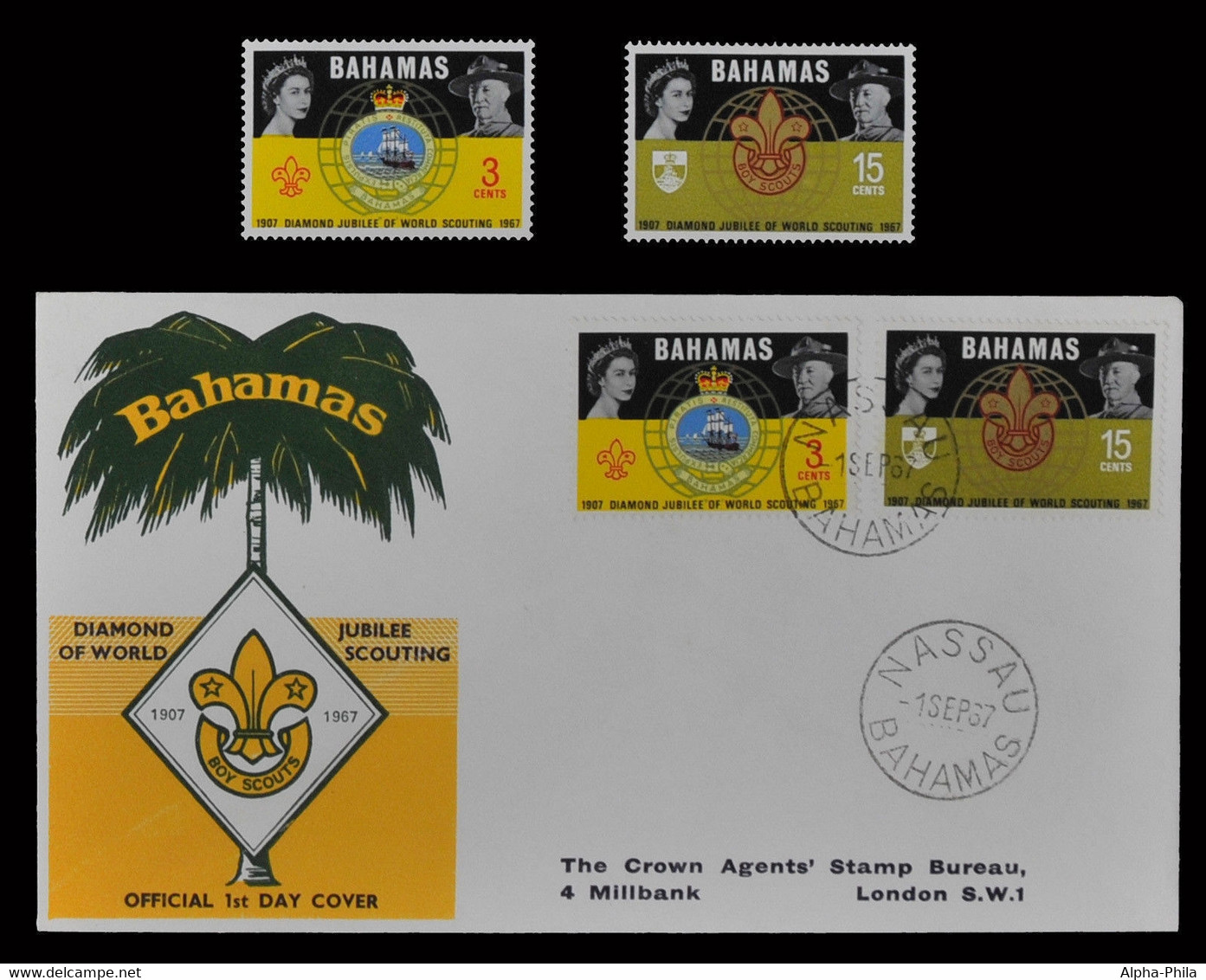 Bahamas 1967 - Mi-Nr. 272-273 ** - MNH - & Auf FDC - Pfadfinder / Scouts - Bahamas (1973-...)