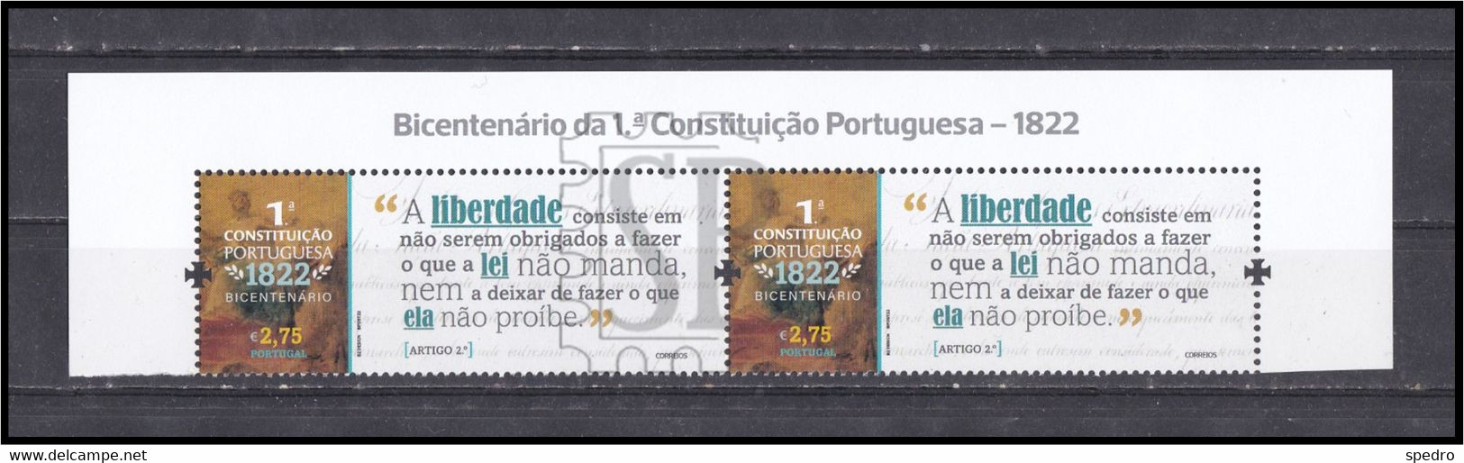 Portugal 2022 200 Anos Da 1.ª Constituição Portuguesa THE FIRST PORTUGUESE CONSTITUTION OF 1822: 200 YEARS - Ganze Bögen