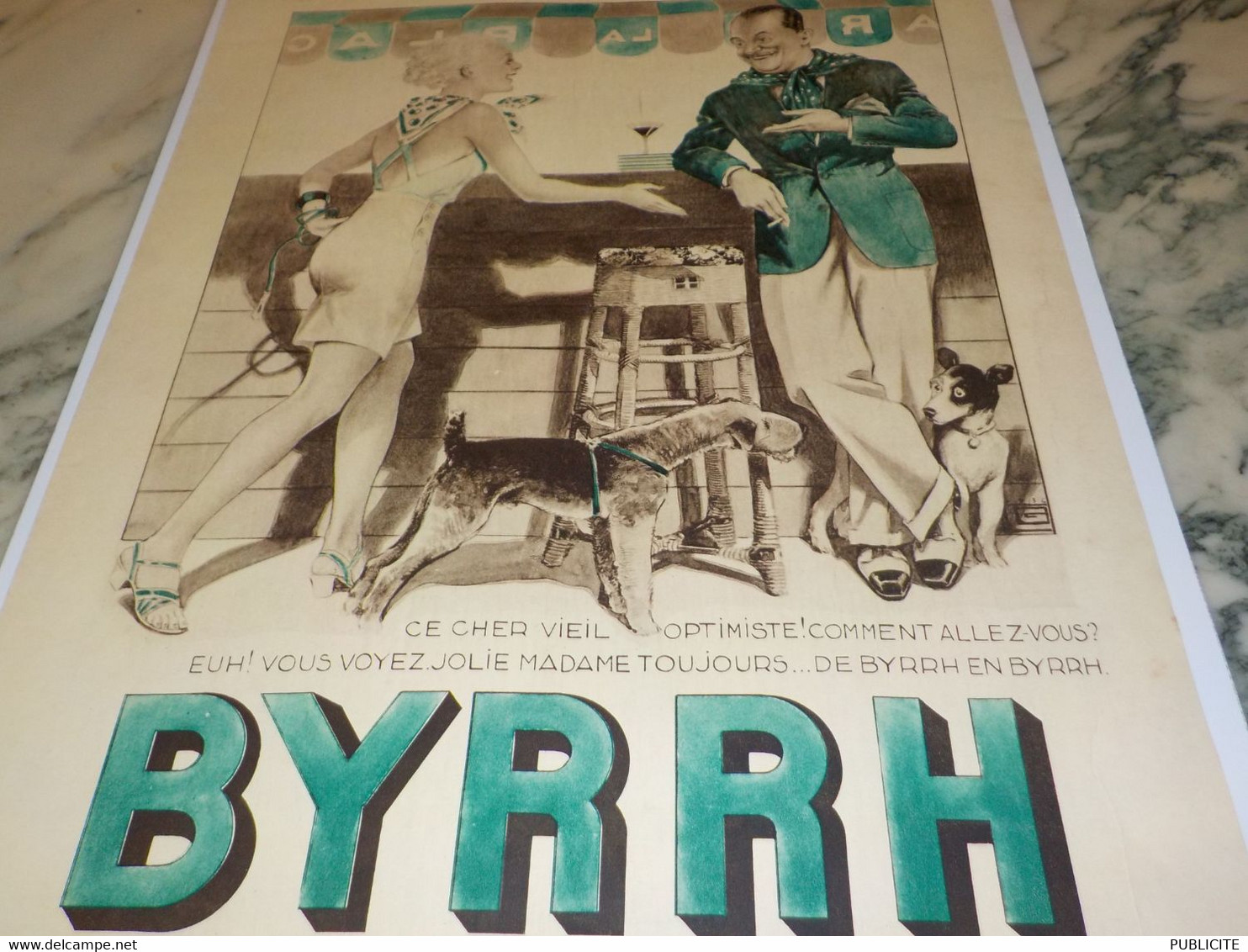 ANCIENNE PUBLICITE OPTIMISTE  BOISSON BYRRH 1936 - Alcools