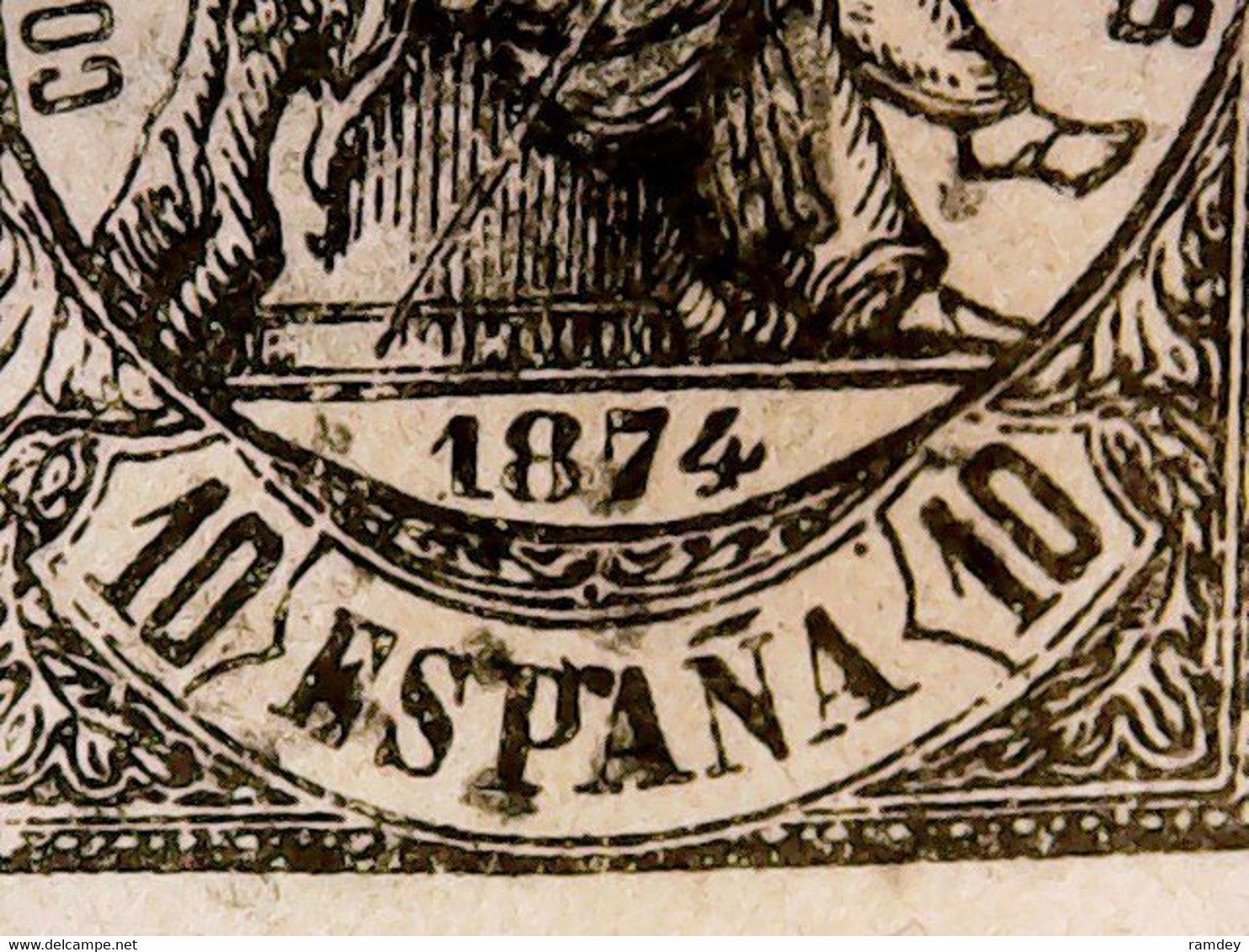 Spain Stamp 1874, Allegory Justice, 10 Peseta, Used, Scott#210, Cat > £1500