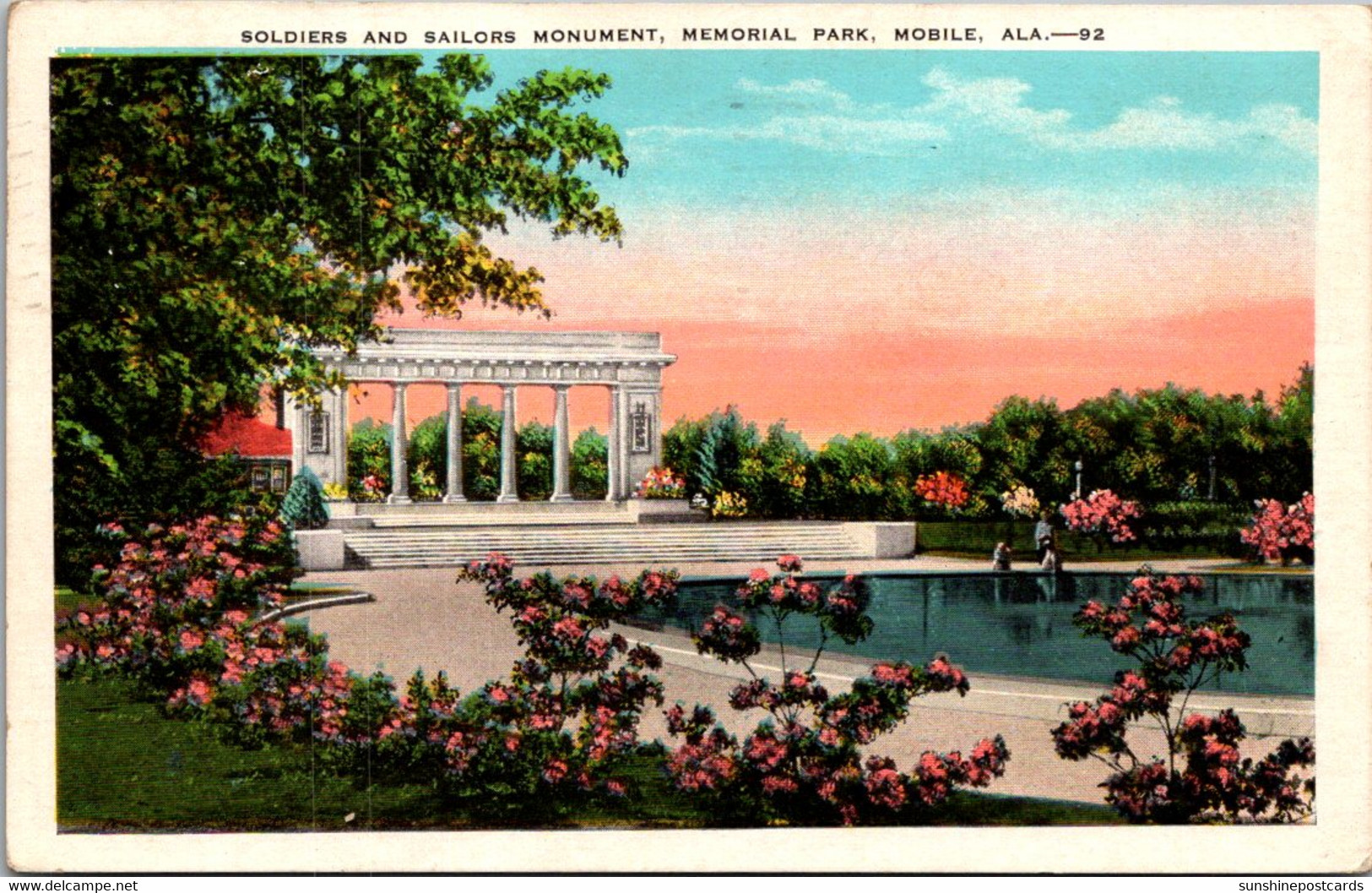 Alabama Mobile Memorial Park Soldiers And Sailors Monument 1935 - Mobile