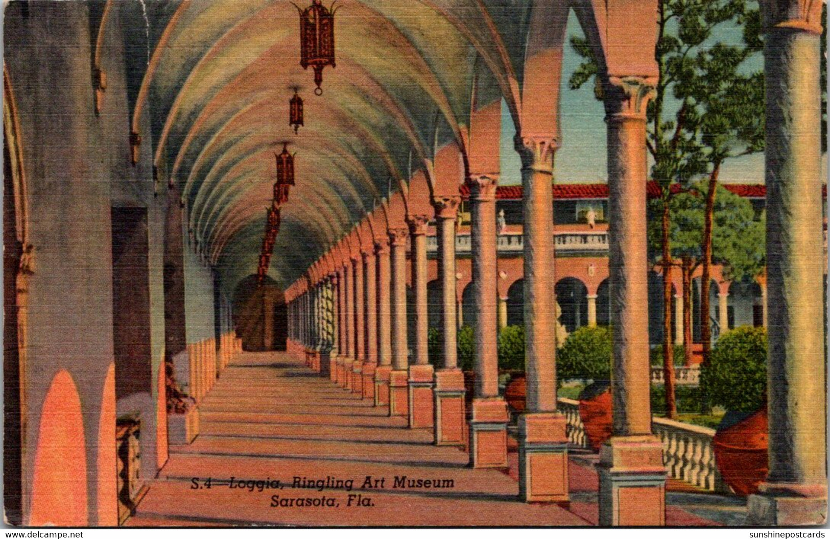 Florida Sarasota Ringling Museum Art Museum Archway Along Inner Court 1951 Curteich - Sarasota