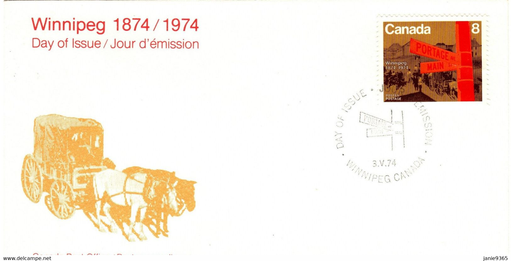 Canada 1974 Winnipeg Centenary First Day Cover,Stage Coaches - Diligences