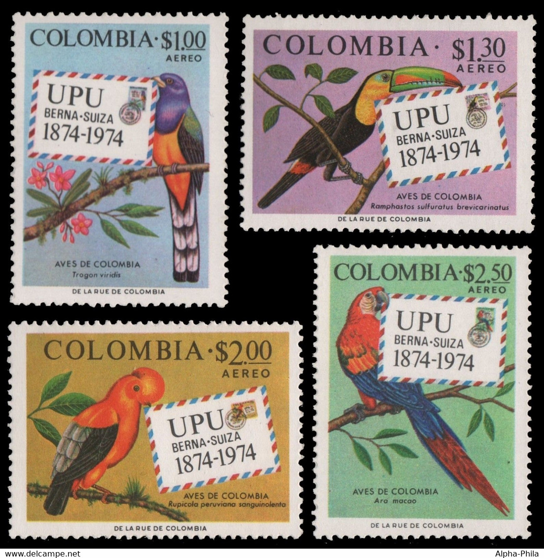 Kolumbien 1974 - Mi-Nr. 1275-1278 ** - MNH - Vögel / Birds - UPU - Colombia