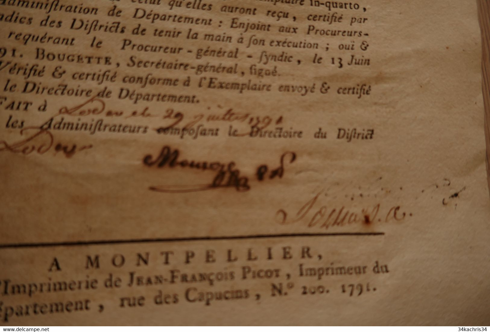 Loi Relative Aux Officiers De La Marine 20/05/1791 Autographe Mourèze à Lodève - Wetten & Decreten