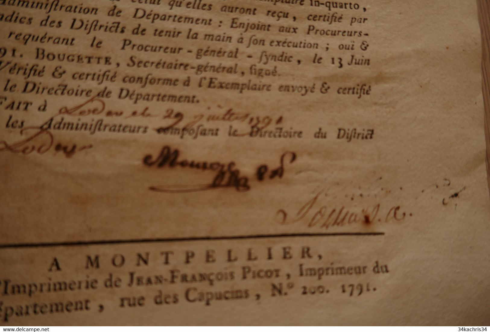 Loi Relative Aux Officiers De La Marine 20/05/1791 Autographe Mourèze à Lodève - Decreti & Leggi