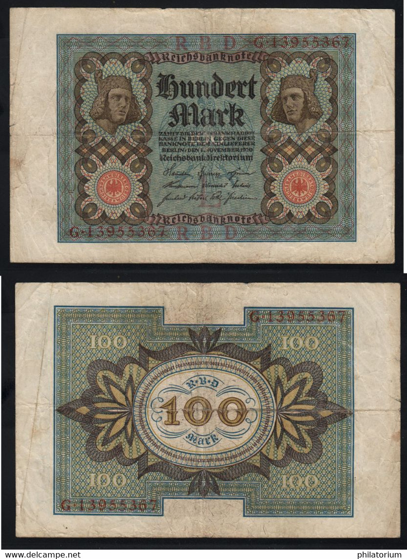 Allemagne, 100 Mark, G.13955367, Novembre 1920, P 69 B, Usagé. - 100 Mark