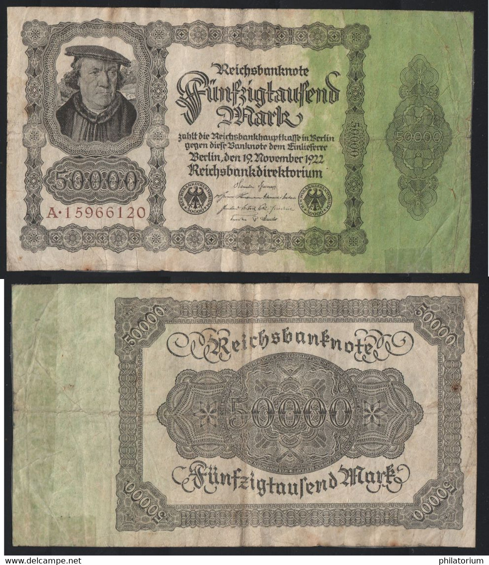 Allemagne, 50000 Mark, A.15966120, Novembre 1922, P 79 A, Usagé. - 50000 Mark
