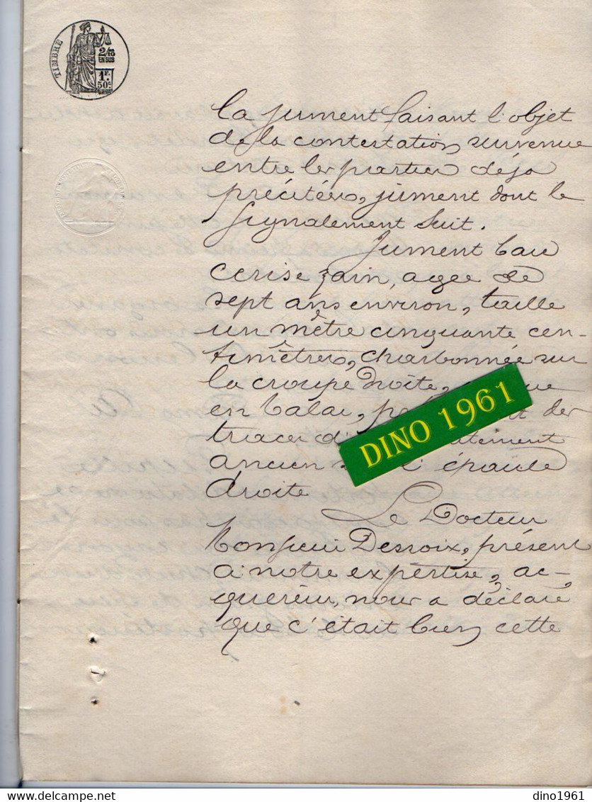 VP20.432 - Tribunal De MONTLUCON - 2 Actes De 1886 - Mr DESSOIX Médecin à SAINT AMAND Contre RONDET Marchand De Chevaux - Manuscrits