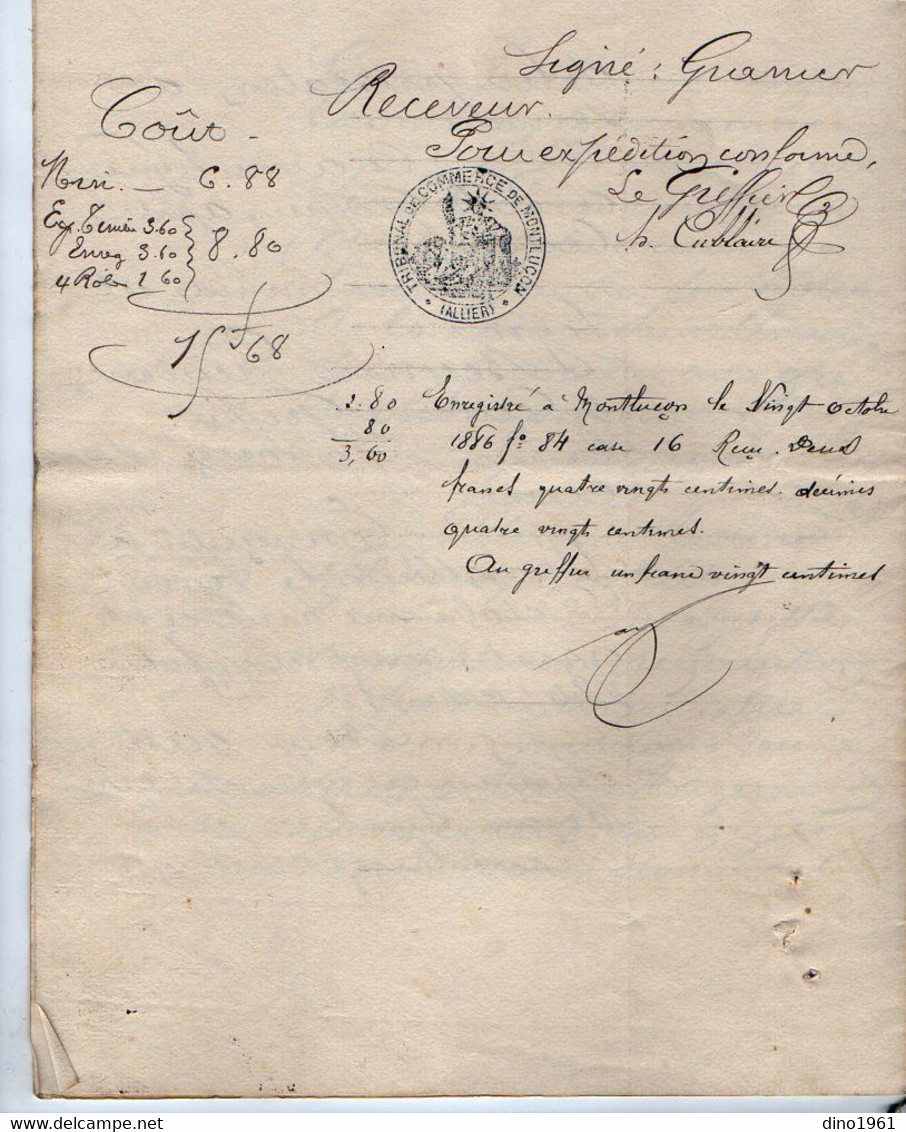 VP20.432 - Tribunal De MONTLUCON - 2 Actes De 1886 - Mr DESSOIX Médecin à SAINT AMAND Contre RONDET Marchand De Chevaux - Manuscrits