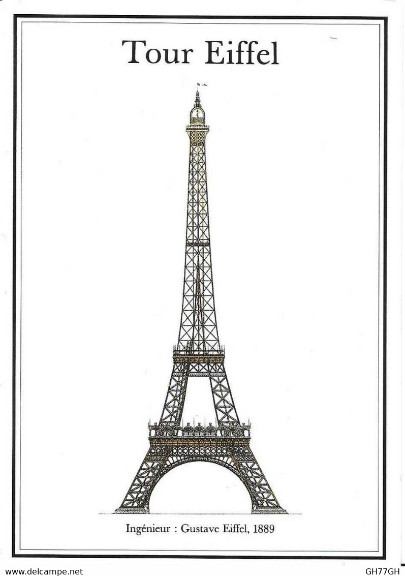 Carte 2 Volets TOUR EIFFEL -17x12cm - Monumenti