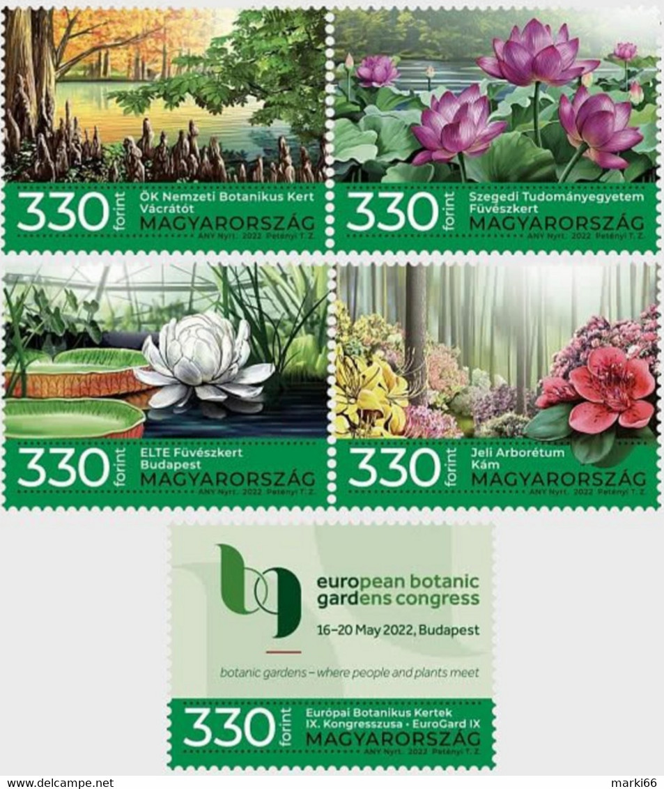 Hungary - 2022 - Arboreta And Botanic Gardens Of Hungary I - Mint Stamp Set - Unused Stamps