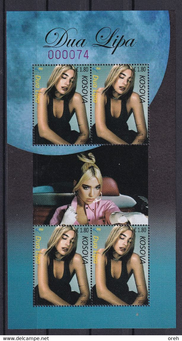 KOSOVO 2022,DUA LIPA,SINGER ,MUSIC,WIGNETTE,SHEET,MNH - Kosovo