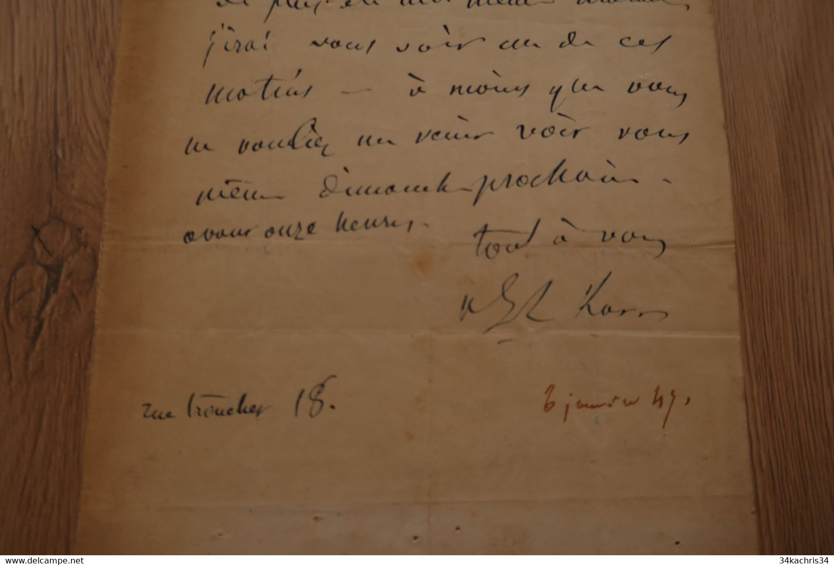 LAS Autographe Alphonse Karr (1809/1890) Romancier Journaliste Excuses - Sonstige & Ohne Zuordnung