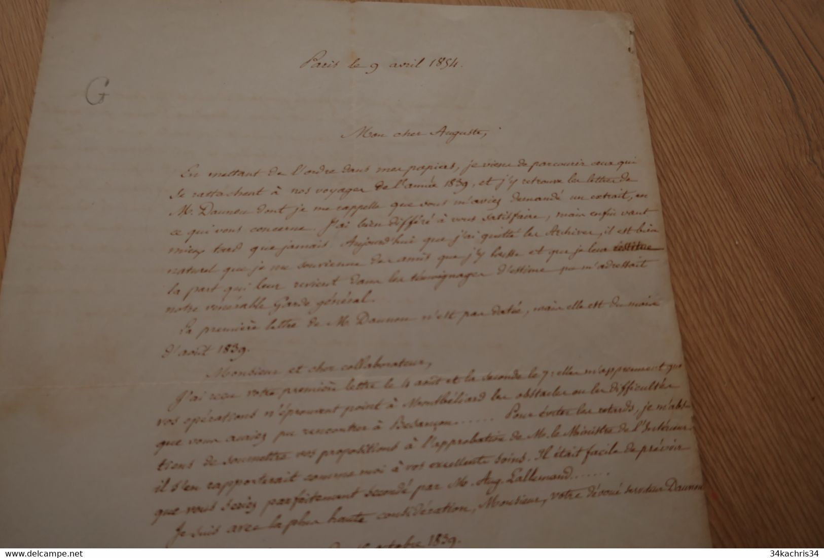 LAS Autographe Natalis DE Wailly 1805/1886) Mézières Paris Historien Archiviste 1854 à Lallemand à Propos De Daumon - Other & Unclassified