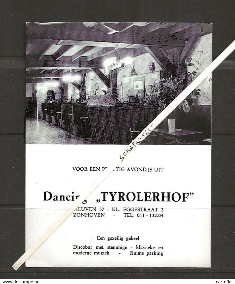 ZONHOVEN-CAFE-DANCING-DISCOBAR-TYROLERHOF-HEUVEN-KL.EGGESTRAAT-KWIK-PILS-ZIE 2 SCANS-ZELDZAME RECLAMEKAART-ZIE 2 SCANS - Zonhoven