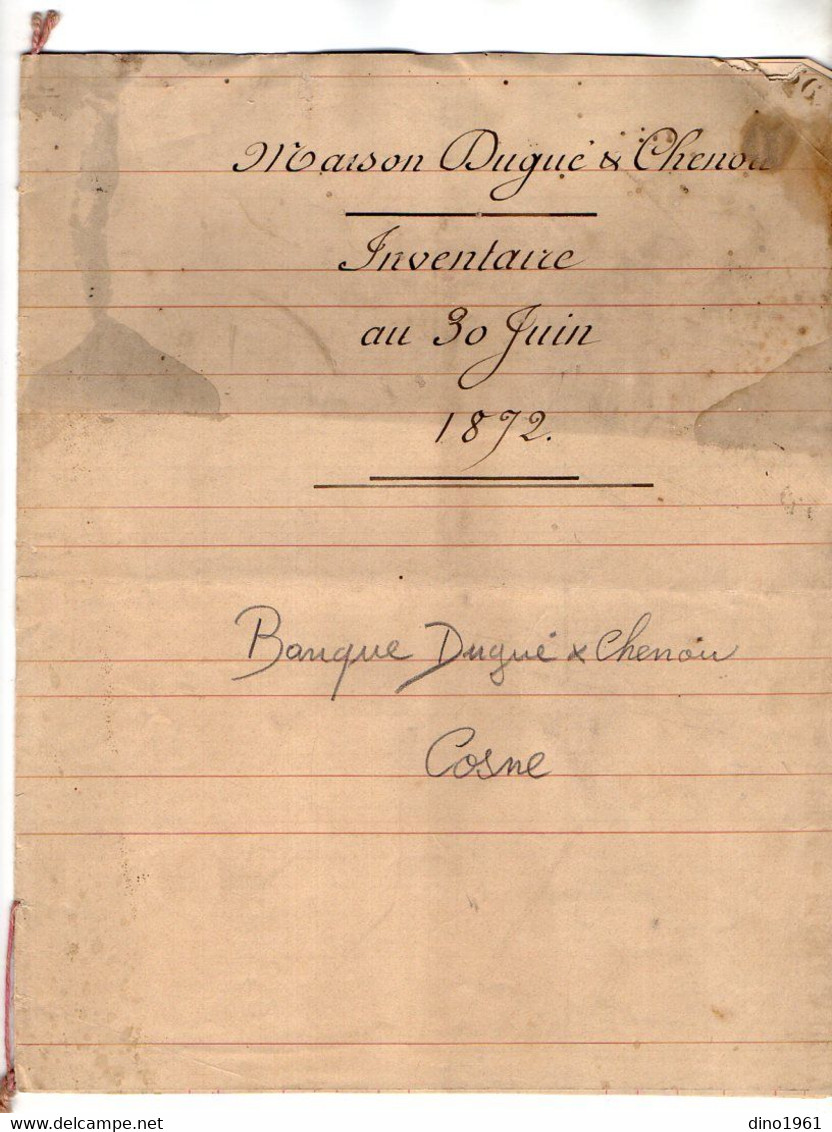 VP20.438 - COSNE 1872 - Banque DUGUE & CHENOU - Inventaire - Banco & Caja De Ahorros