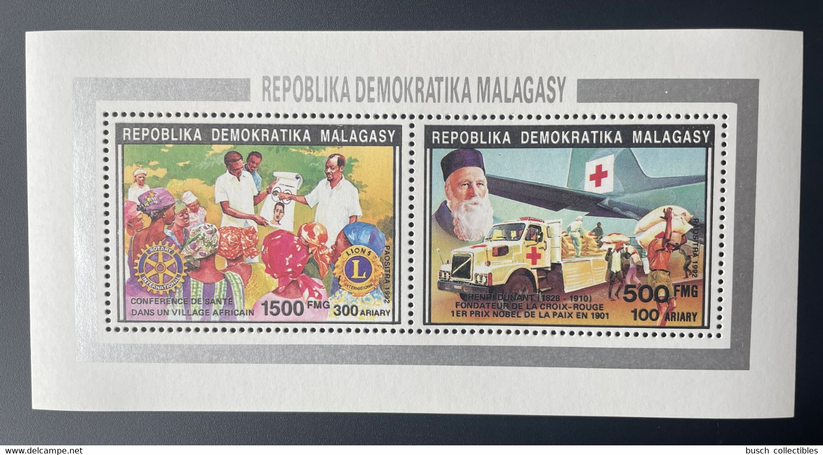 Madagascar Madagaskar 1992 Mi. 1391 / 1394 II Red Cross Henri Dunant Croix Rouge Lions International Rotary - Rotes Kreuz