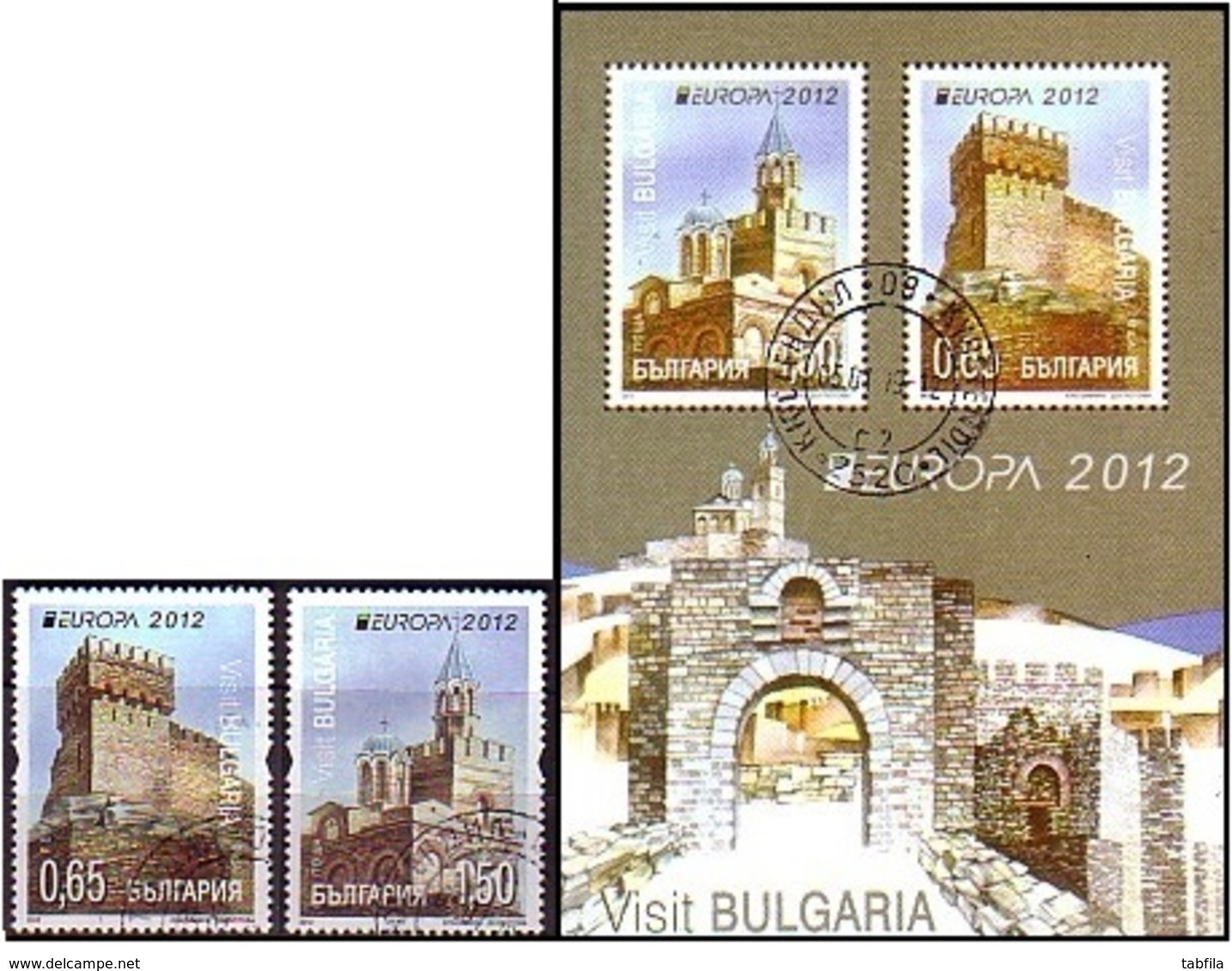 BULGARIA - 2012 - EUROPE-CEPT - Castles - Set + Bl Obl. - Gebraucht