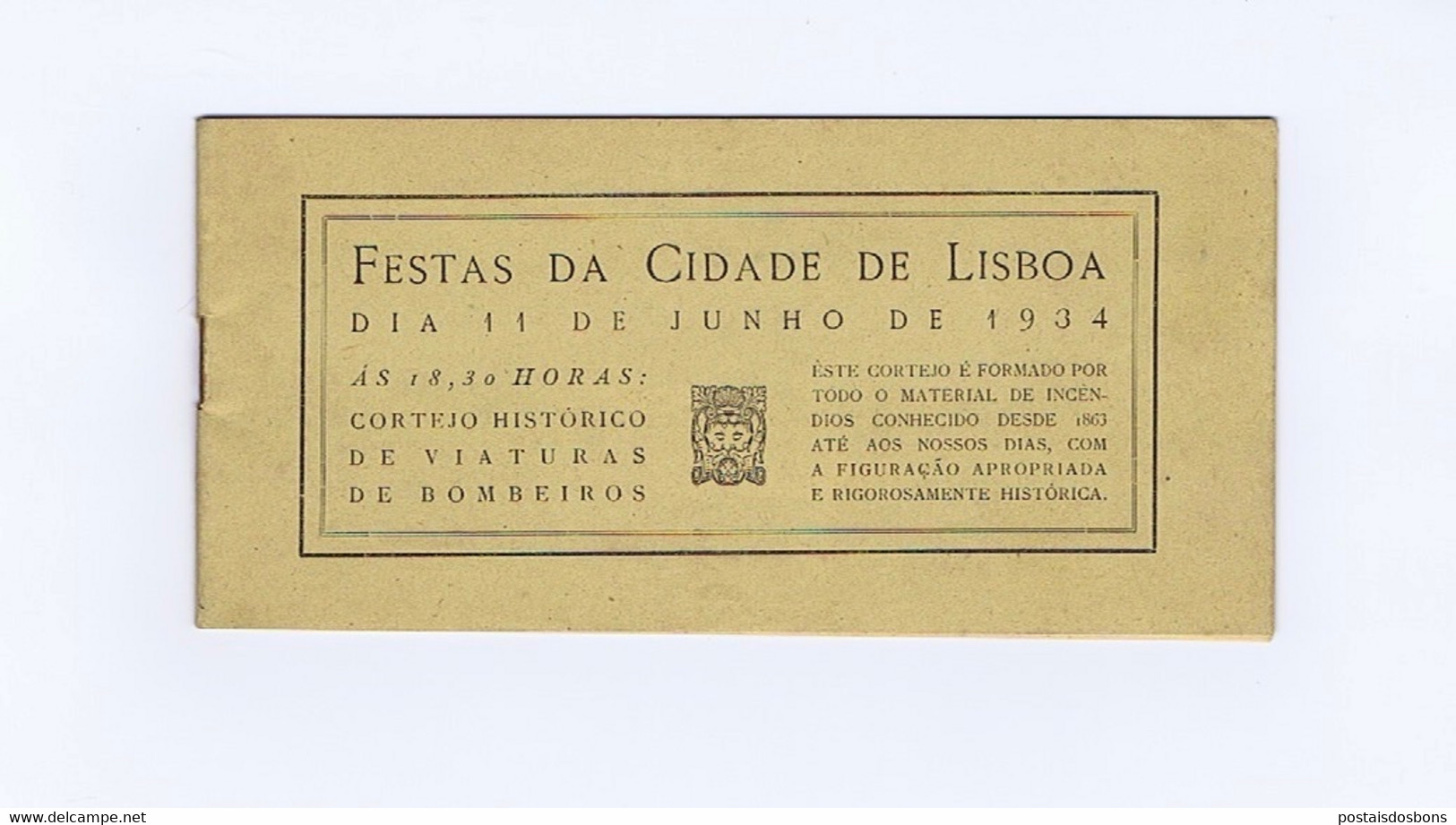 P37_I) Portugal Festas Da Cidade De Lisboa 1934 Cortejo Historico De Viaturas De Bombeiros - Old Books