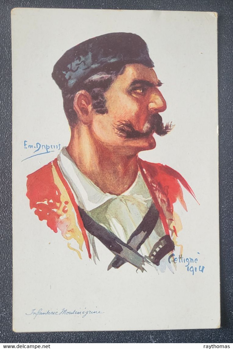 3 UNUSED SUPER ARTIST SIGNED - EM DUPUIS - FRENCH CARDS, PORTAITS OF FOREIGN FIGHTERS OF WW1 ERA - Histoire