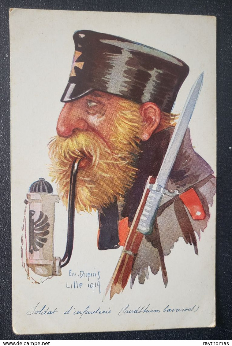 3 UNUSED SUPER ARTIST SIGNED - EM DUPUIS - FRENCH CARDS, PORTAITS OF FOREIGN FIGHTERS OF WW1 ERA - Histoire