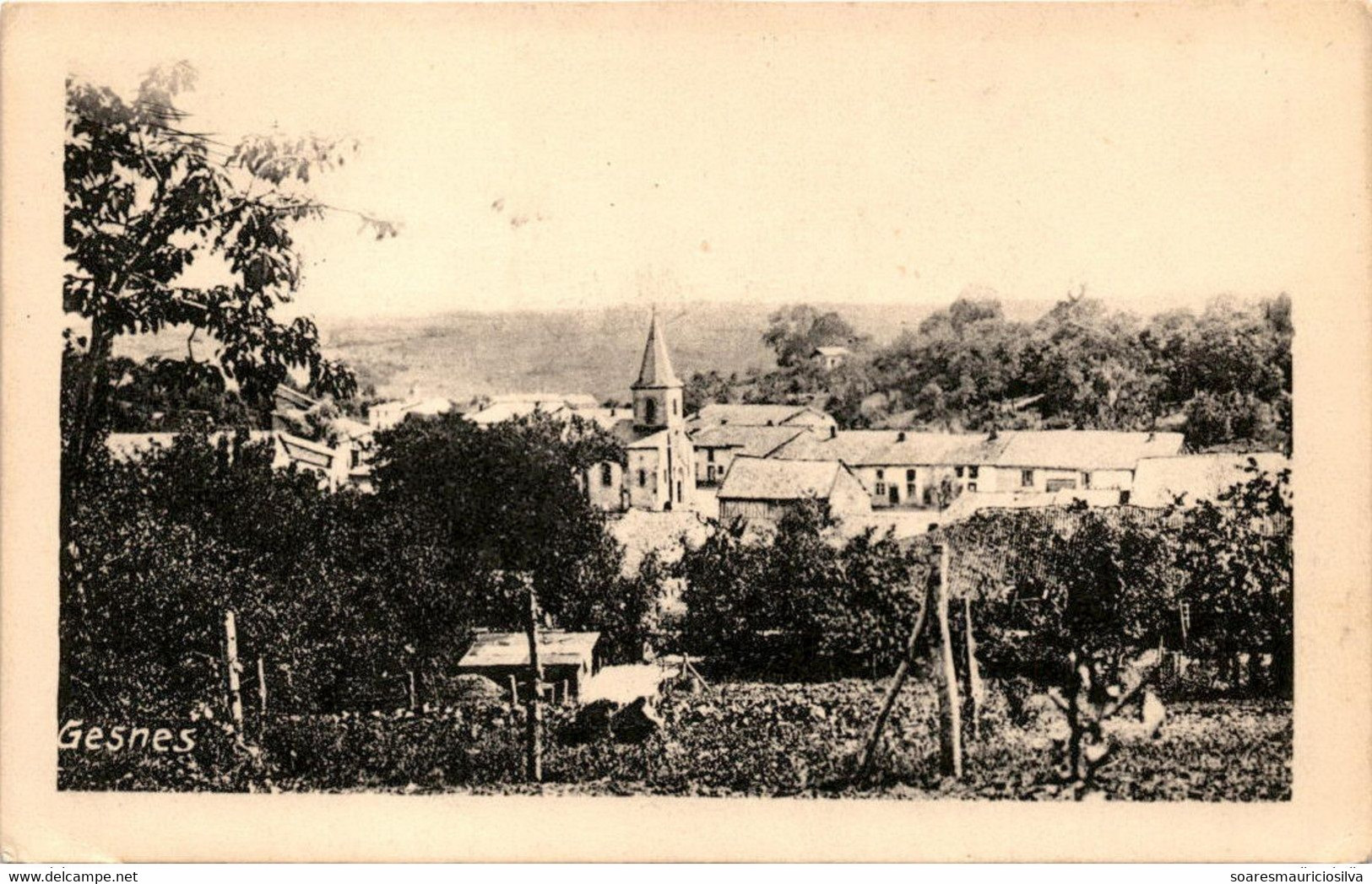 Germany 1916 Postcard Field Post WW1 Feldpostkarte Feldpost general View Of Gesnes-en-Argonne City Eglise - Militaria