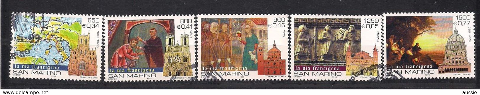 San Marino Saint-Marin 1999 Yvertn° 1638-1642 (°) Oblitéré Used Cote  8,00 € L' Année Sainte 2000 - Usati