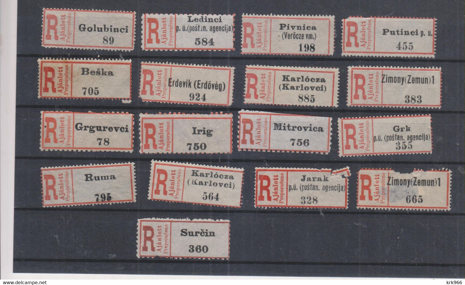 HUNGARY SERBIA  Registered Label,nice Lot - Autres & Non Classés