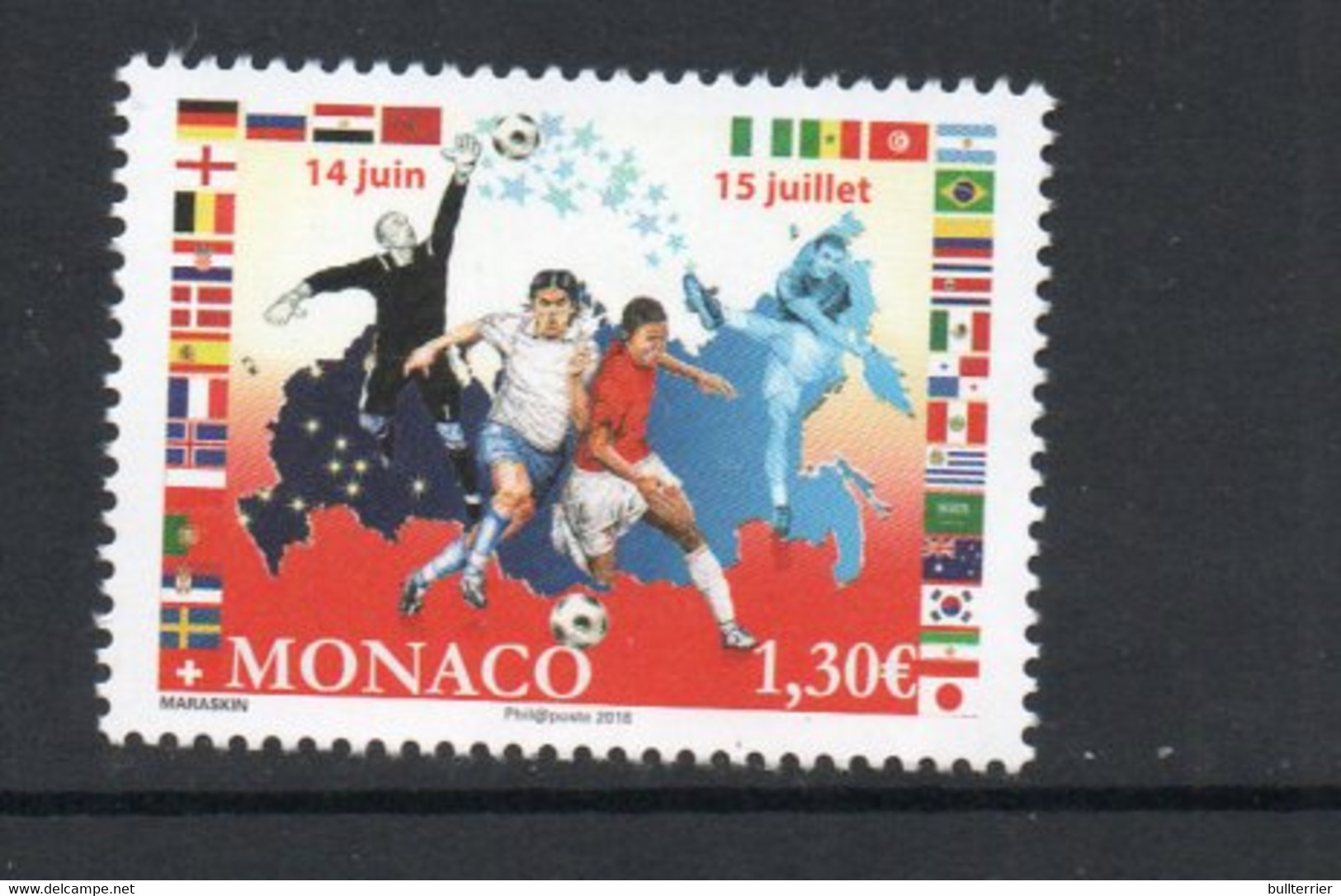 SOCCER -  MONACO -  2018  - RUSSIA WORLD CUP   MINT NEVER  HINGED - 2018 – Rusia