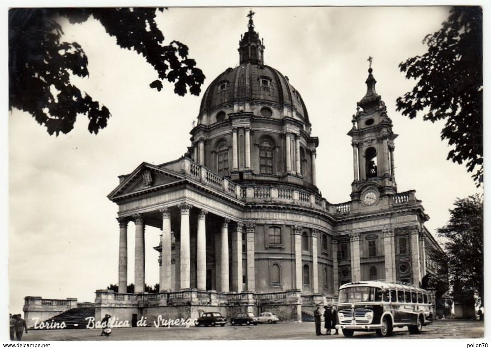 TORINO - LA BASILICA DI SUPERGA - 1958 - AUTOBUS - PULLMAN - Vedi Retro - Viste Panoramiche, Panorama