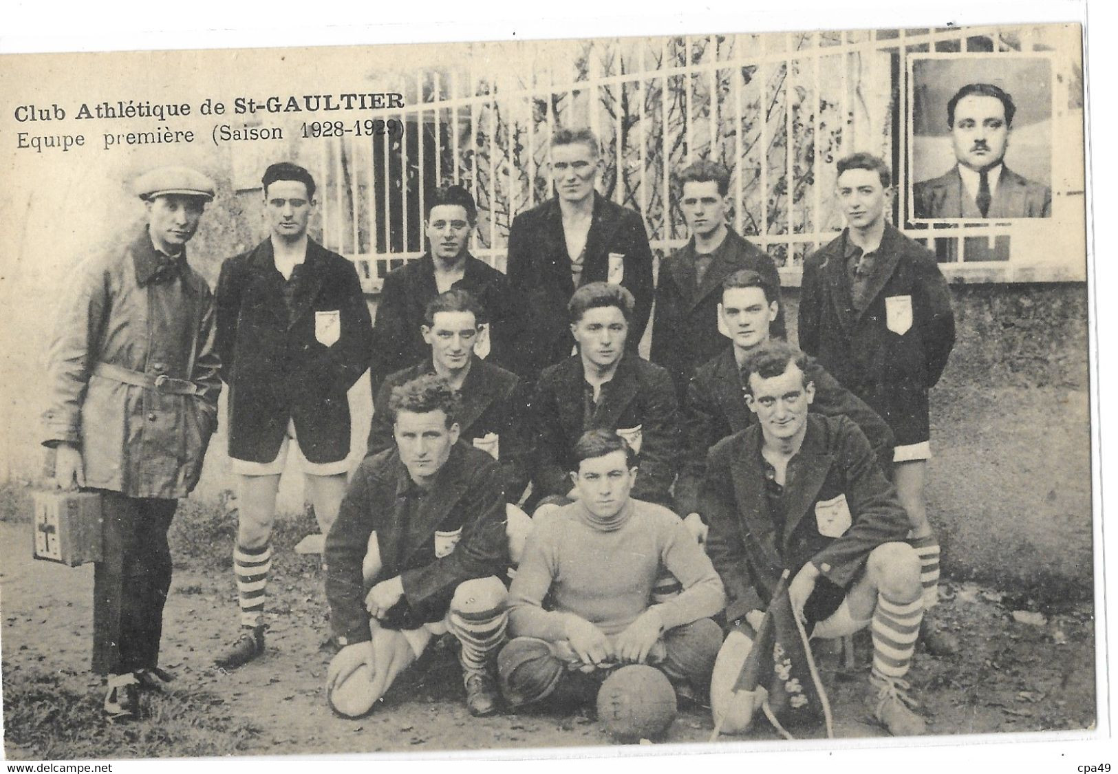 36  CLUB  ATHLETIQUE  DE  ST - GAULTIER  EQUIPE  PREMIERE  ( SAISON  1928 - 1929 ) - Andere & Zonder Classificatie