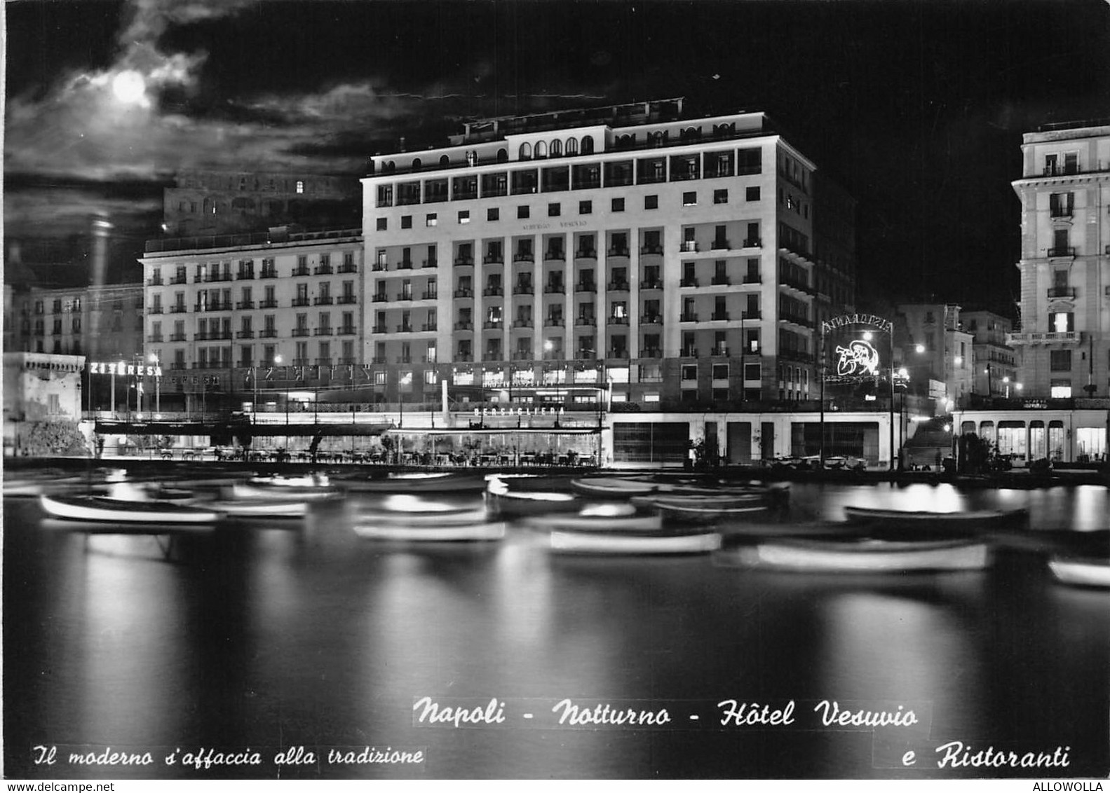 17941 " NAPOLI-NOTTURNO-HOTEL VESUVIO E RISTORANTI "-VERA FOTO-CART. POST. SPED.1959 - Napoli