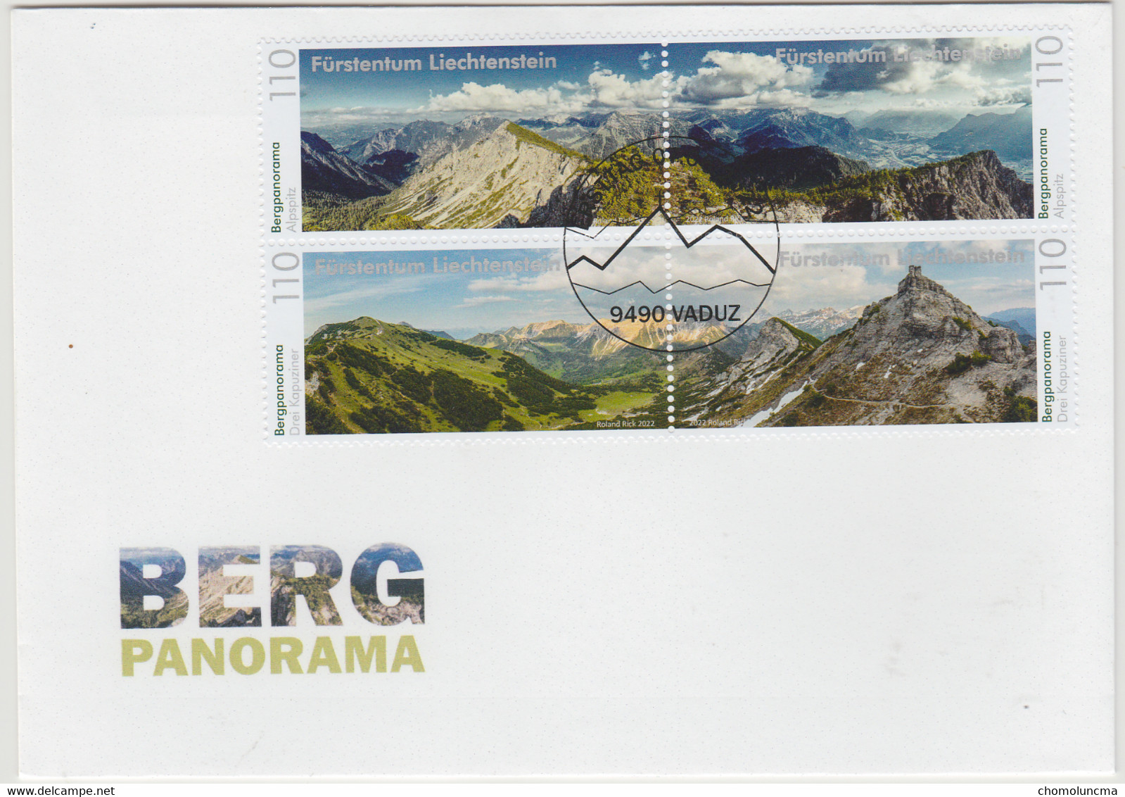 FDC Liechtenstein 2022 Bergpanorama Mountain View Panorama De Montagne Alpes Alps - Brieven En Documenten