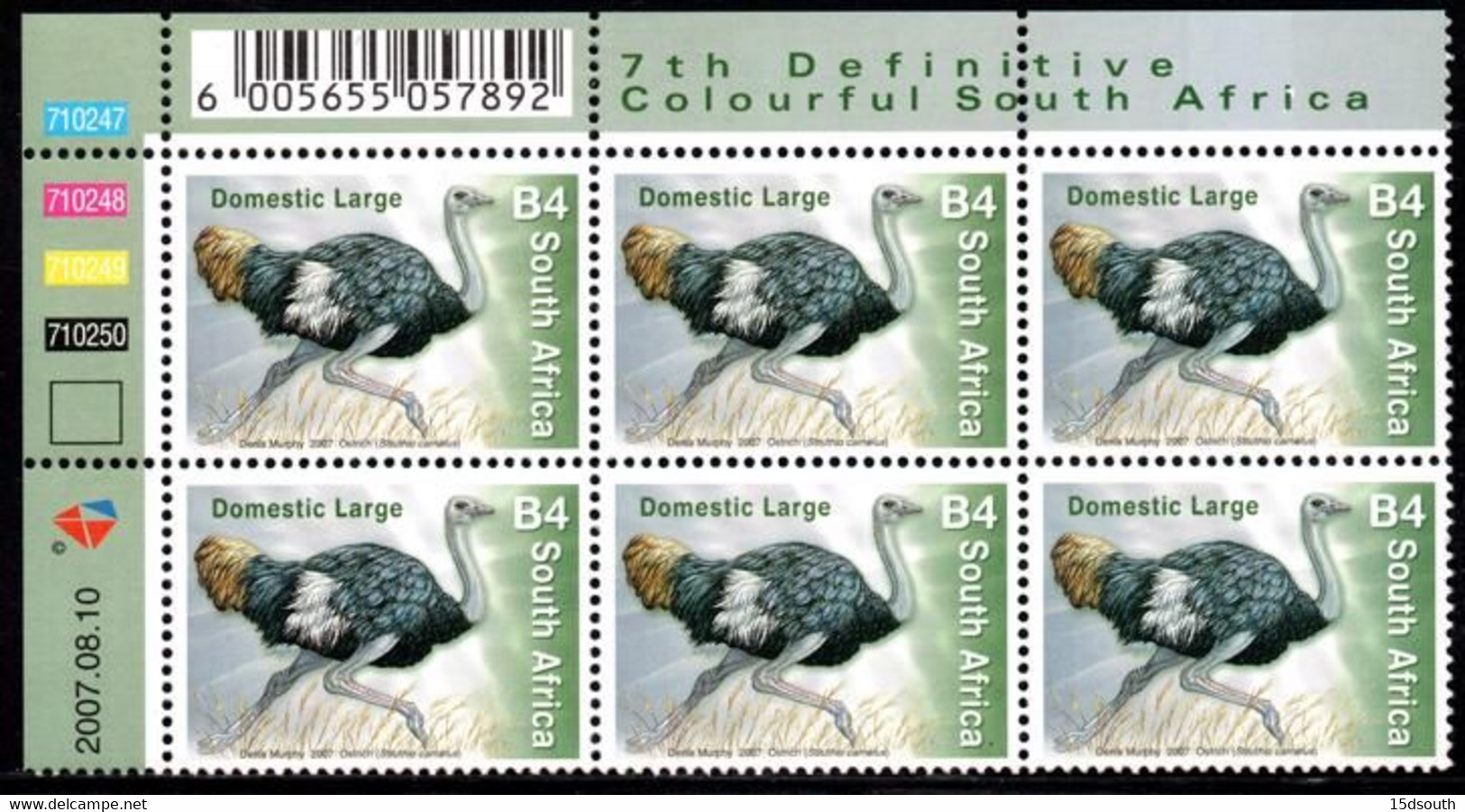 South Africa - 2007 7th Definitive Fauna And Flora B4 Ostrich Control Block (**) (2007.08.10) - Blocks & Sheetlets