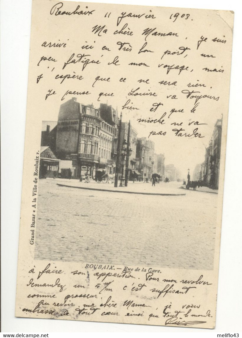 59/ CPA 1900 - Roubaix - Rue De La Gare (belle Carte) - Roubaix