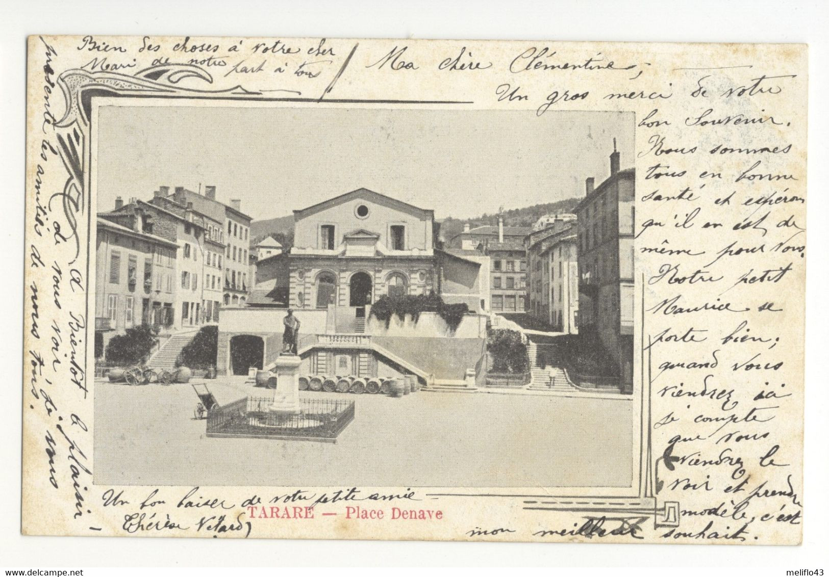 69/ CPA 1900 - Tarare - Place Denave (belle Carte) - Tarare