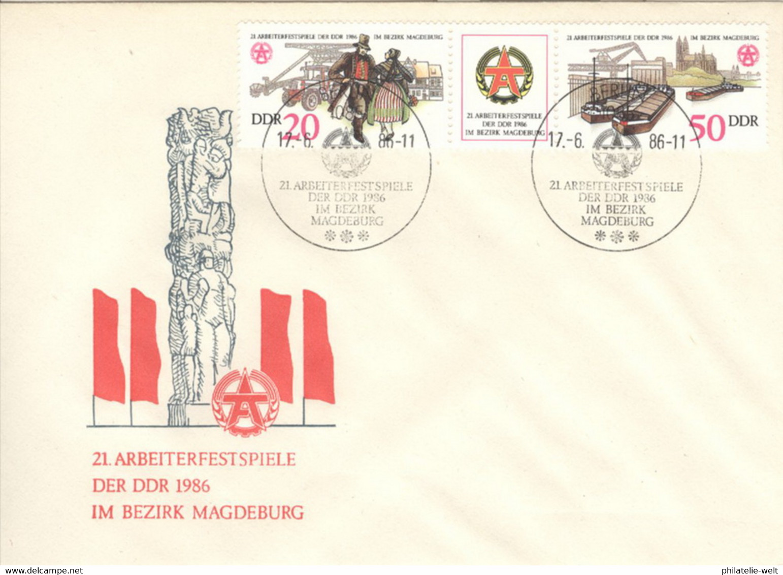 DDR 3028/29 Dreierstreifen FDC Sonderstempel - Otros & Sin Clasificación