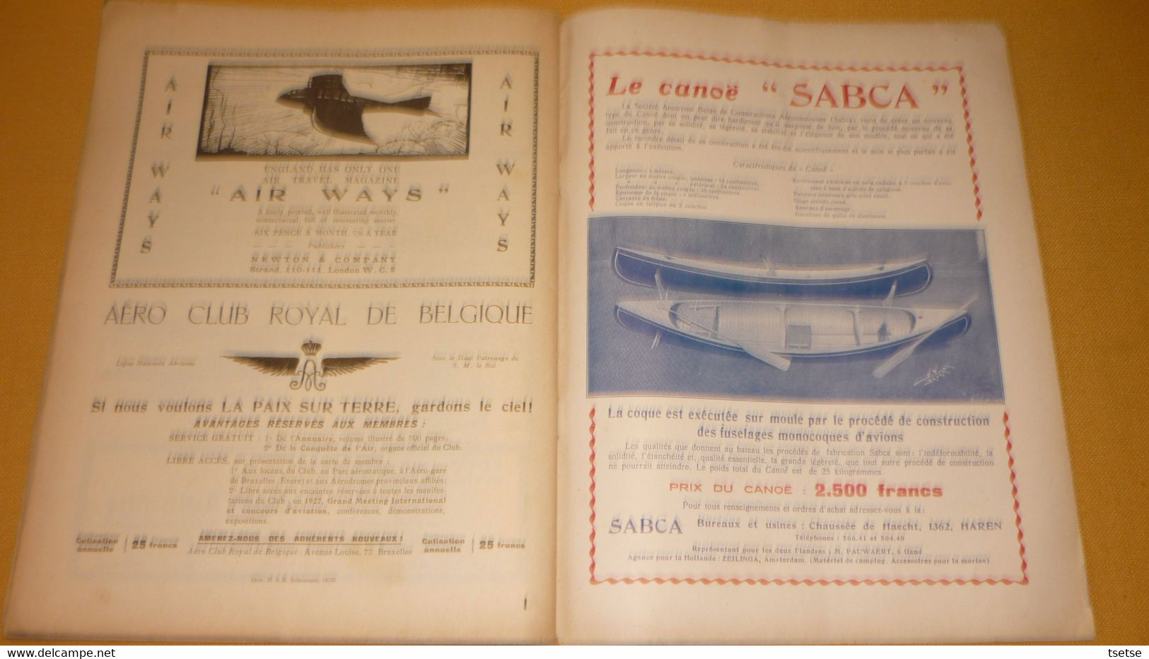 Revue " La Coquète de l'Air " - 1er Mai 1927 / articles pub Sabena , FN , SABCA, Shell