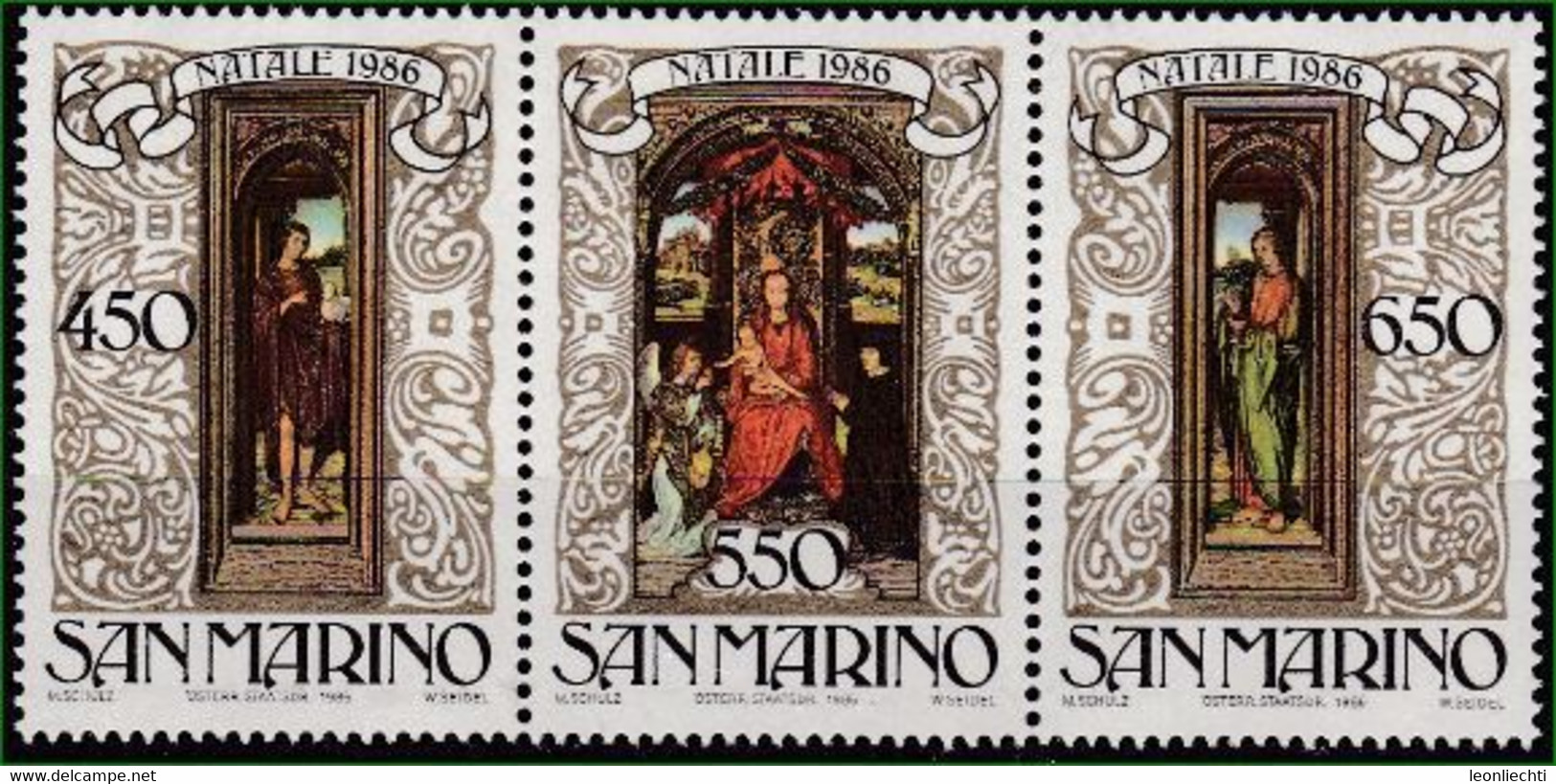 1986 San Marino  Mi: 1351-1353** / Y&T: 1145-1147** Gemälde Oel Auf Holz, Natale-Navidad-Noël-Christmas-Weihnachten - Neufs