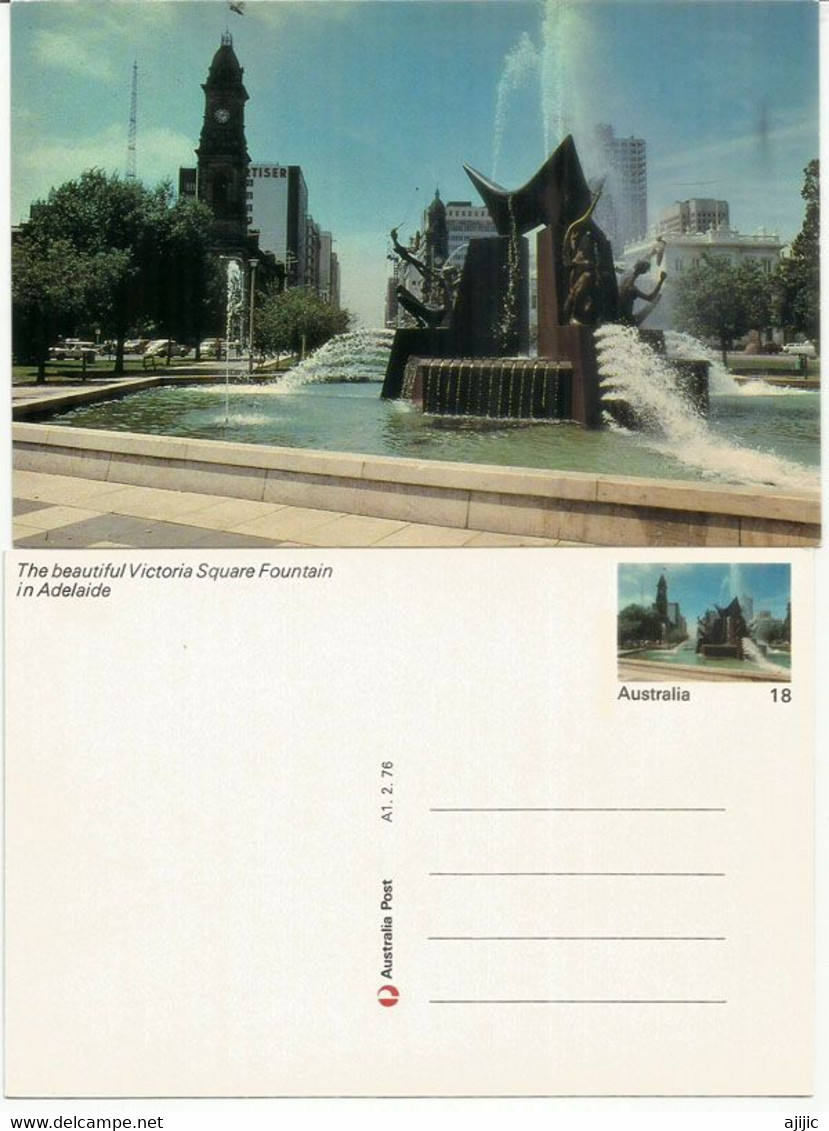 Victoria Square Fountain In Adelaide.  Entier Postal Neuf - Adelaide