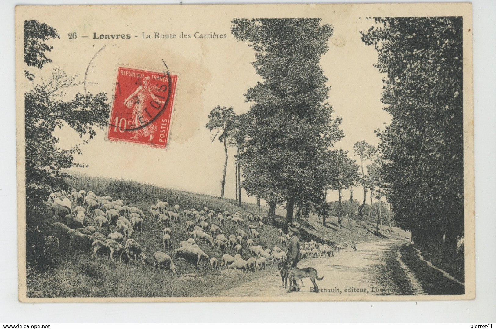 LOUVRES - La Route Des Carrières (berger Avec Chien Et Moutons ) - Louvres